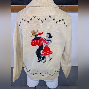 Vintage Sweater Caldwell  Square Dancing Couple Design 1950 M